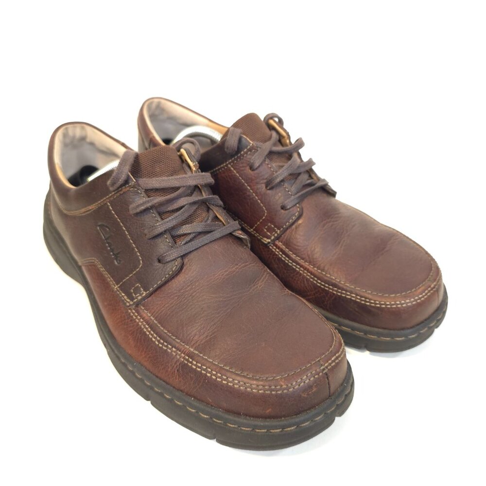 Clarks Unstructured Un.Ravel Men’s Dark Brown Leather Moc Toe Shoes Size 9.5